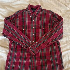 Vintage Ralph Lauren Red and Green Plaid Button Down WorkShirt